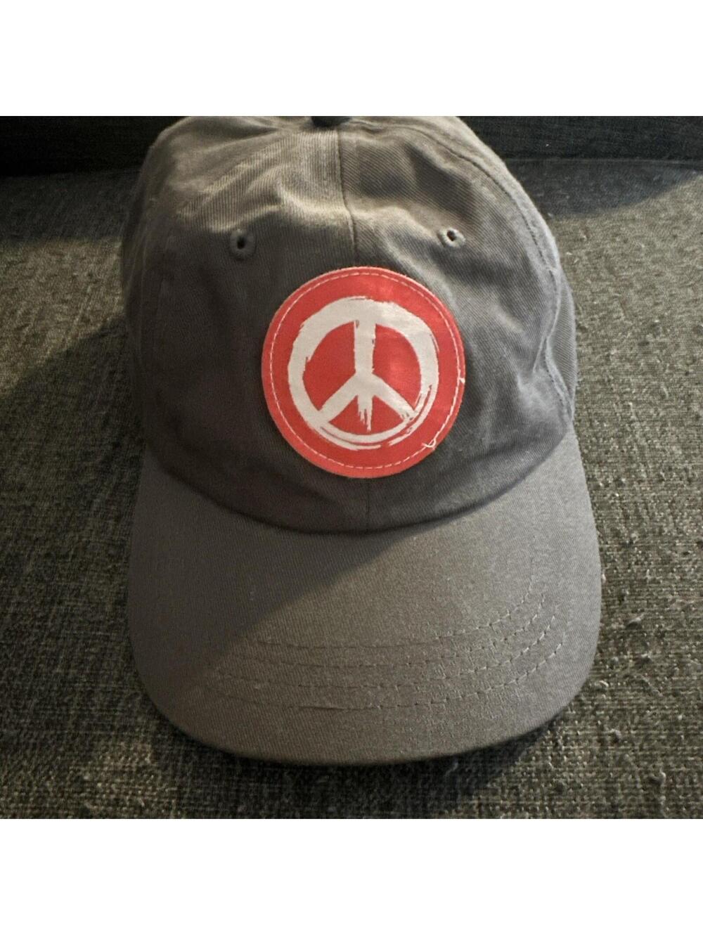 OTTO Men’s Adjustable Hat Cap Gray  Peace Sign.